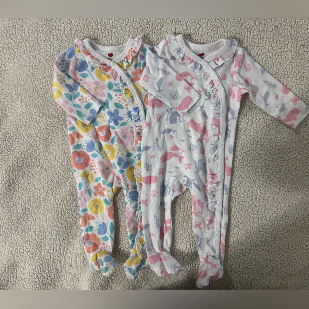 Baby Girls Floral & Animal Print Footed One-Pieces - Multi & White/Pink/Blue